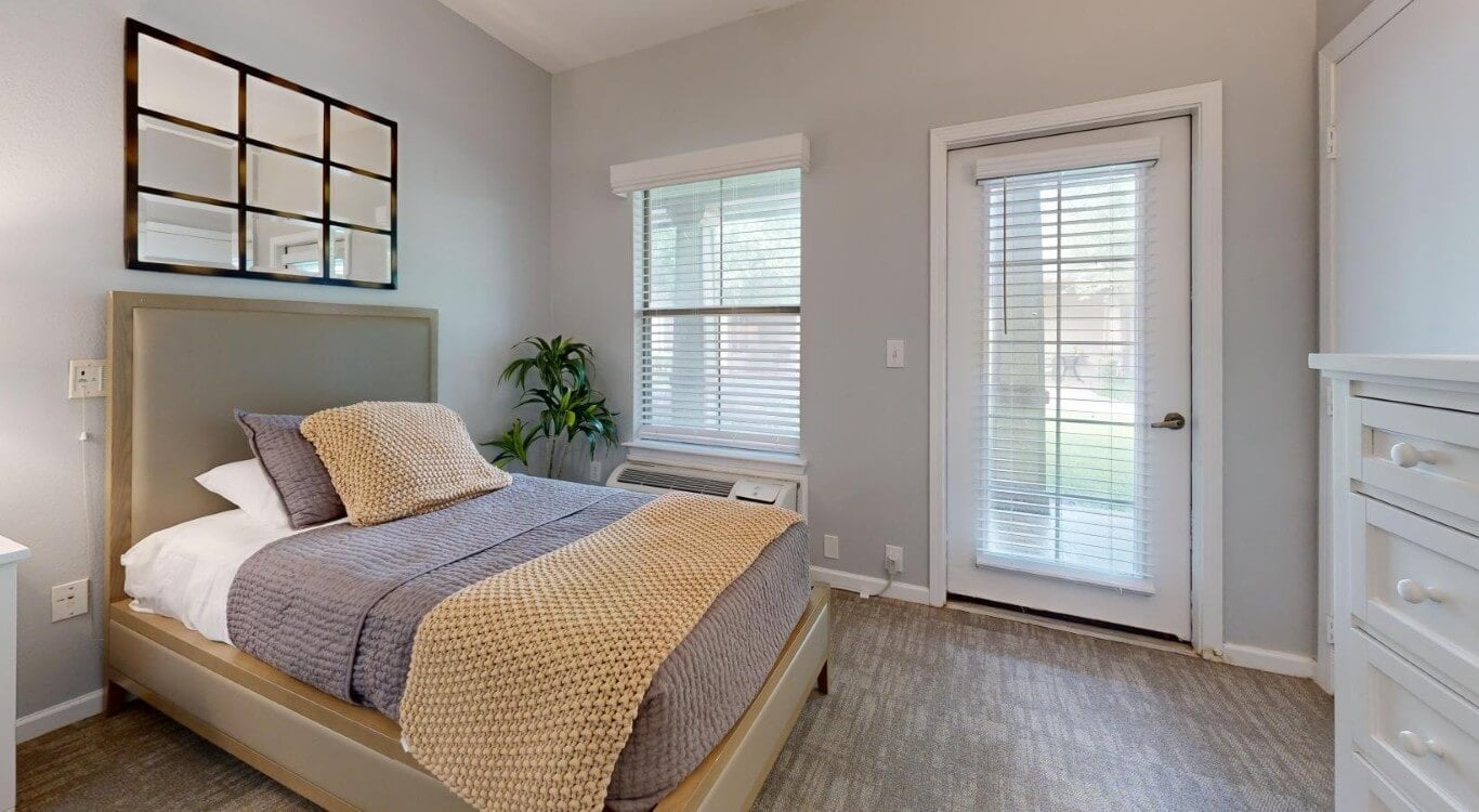 Single Bedroom Area inside Senior Assisted Living Apartment