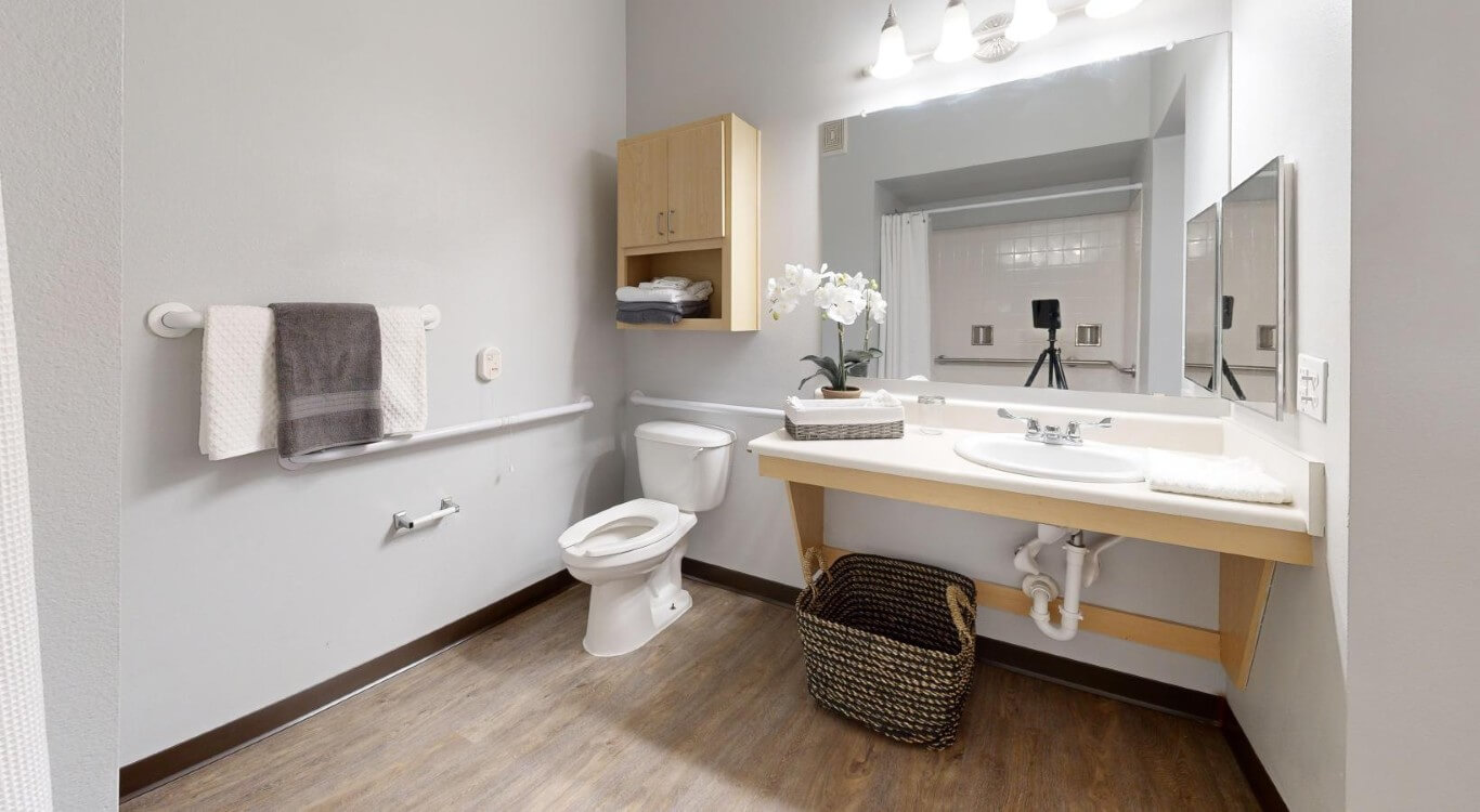 Bathroom in Apartment at Assisted Living Facility in Sherman TX