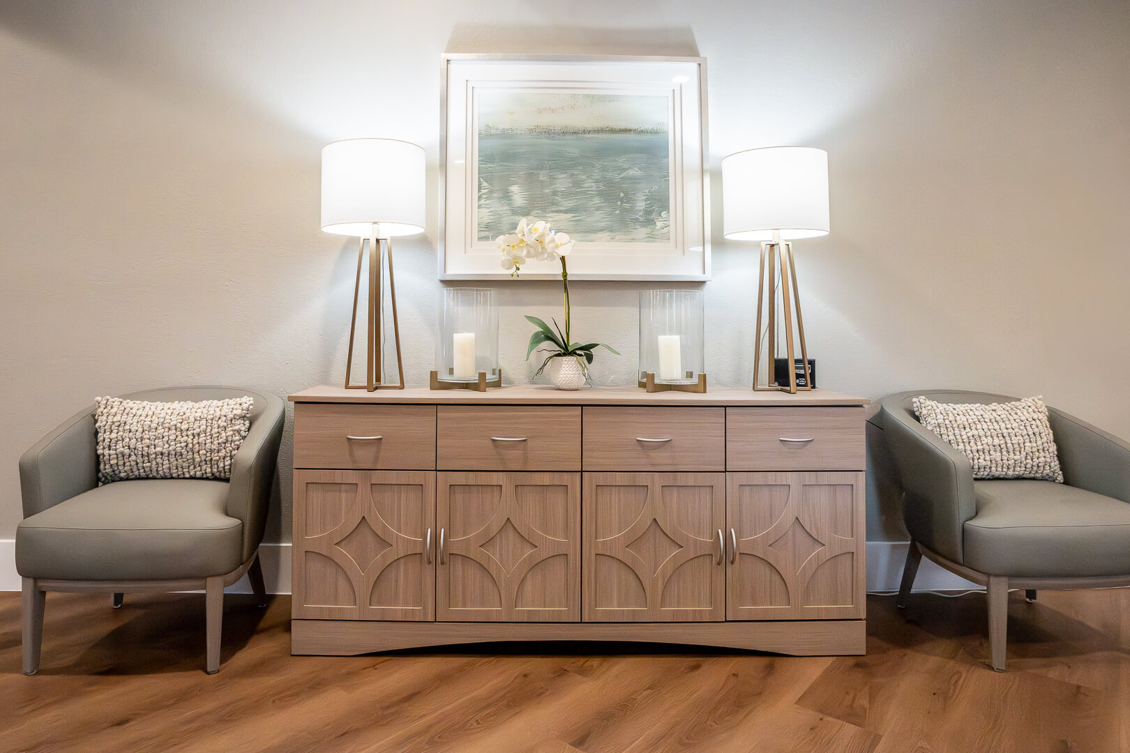 Drawers and Cabinets in Open Space Lounge in Memory Care Facility
