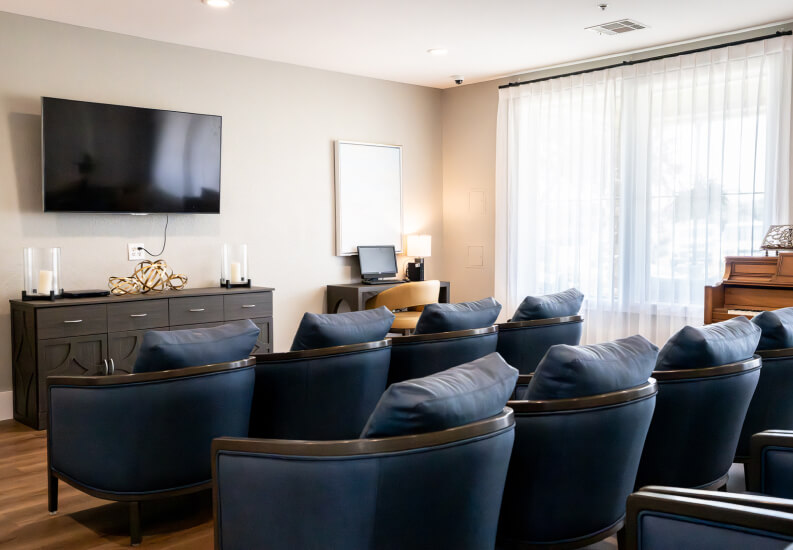 Private Theater Room for Seniors at an Assisted Living Facility Private Theater Room for Seniors at an Assisted Living Facility